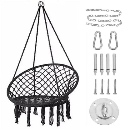 Chaise Suspendue Circulaire – Coton & Polyester – Structure Acier – Intérieur / Extérieur – 100 kg