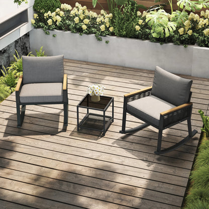 Rocking chair set with glass coffee table with UL 