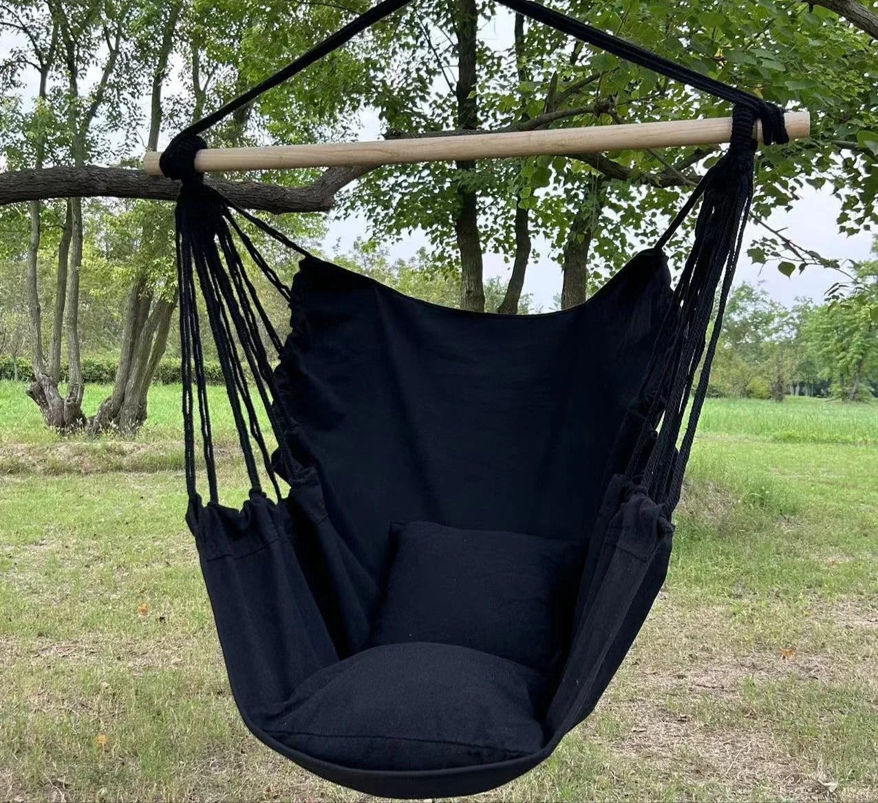 Chaise Hamac Suspendue en Tissu – 1 Place – Intérieur / Extérieur – Léger et Pliable – À Fixer