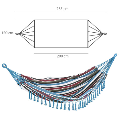 Hamac Double 285 x 150 cm – Coton & Polyester – Multicolore – Extérieur – 120 kg