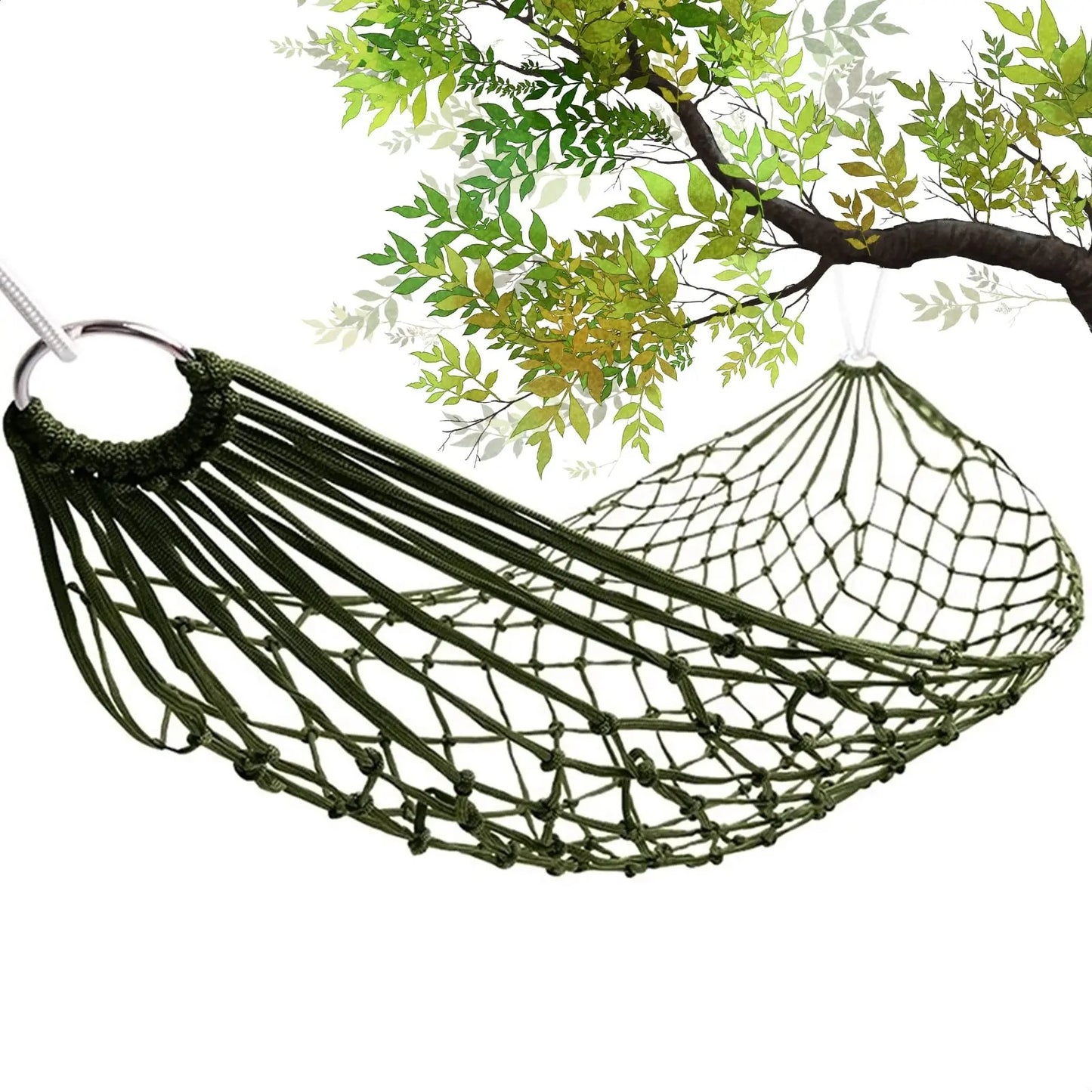 Hamac Léger de Camping – Nylon Tissé – Simple ou Double Maille – Avec Filet & Sangles – Extérieur / Pliable