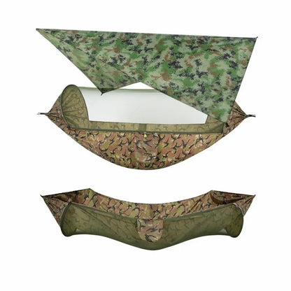 Hamac de Camping Double 290×140 cm – Avec Moustiquaire & Bâche Imperméable – Nylon 210T – Charge 250 kg