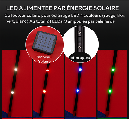 Parasol de Terrasse avec LED Solaires – Tissu UPF 50+ – Manivelle – 2,7 m