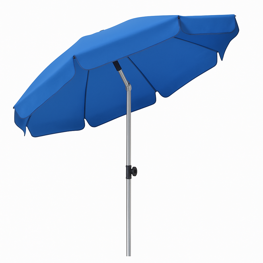 Parasol Droit Inclinable – Structure en Fer – Tissu Polyester 200 g/m² – Extérieur – Ø 180 cm