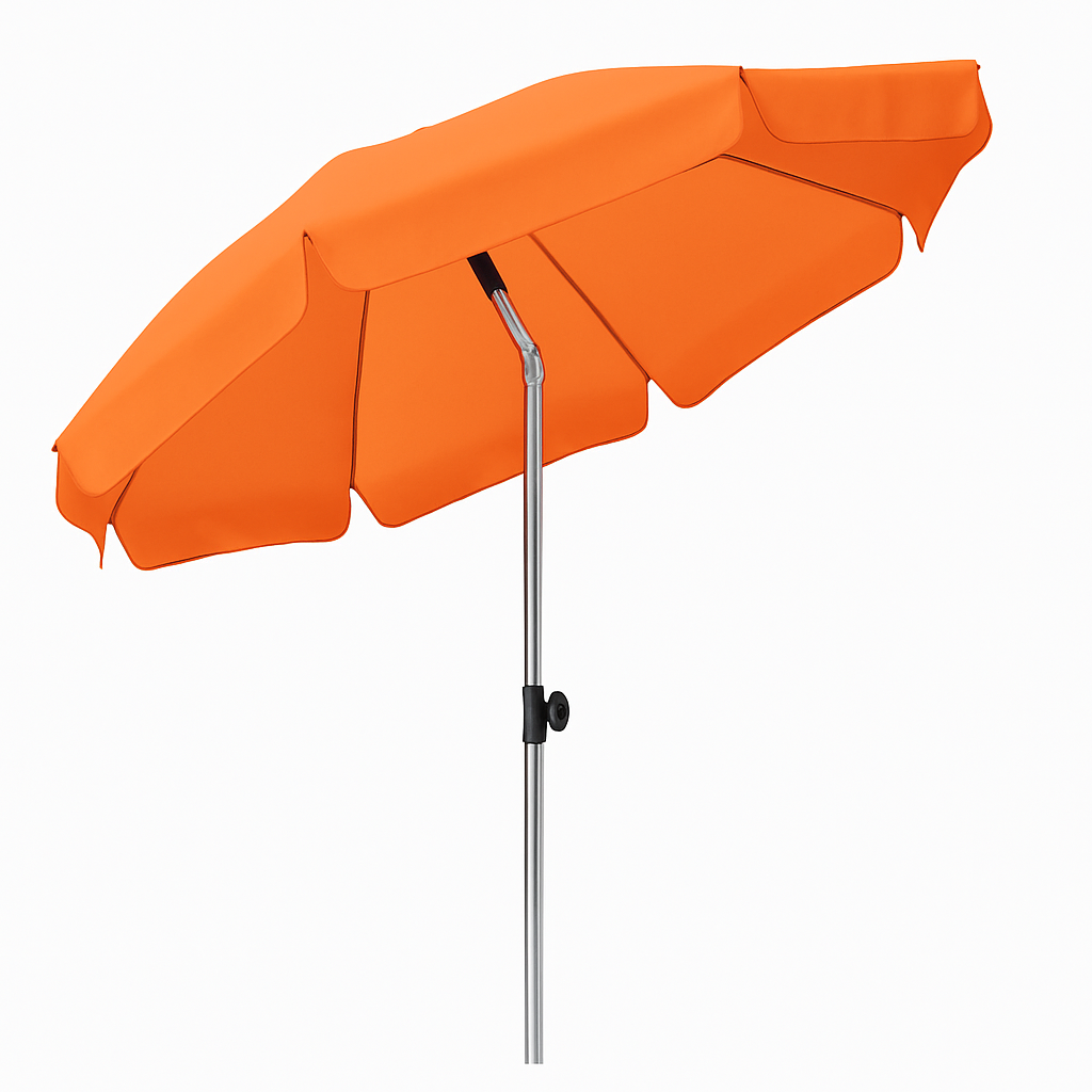 Parasol Droit Inclinable – Structure en Fer – Tissu Polyester 200 g/m² – Extérieur – Ø 180 cm