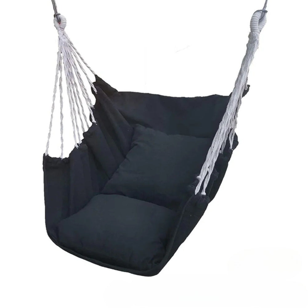 Chaise Hamac Suspendue – Toile Coton / Polyester – Portable – Extérieur / Camping / Terrasse – À Fixer