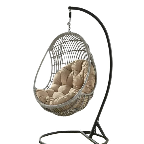 Coussin Rembourré pour Chaise Suspendue Œuf – Forme Ronde avec Dossier – Intérieur / Extérieur