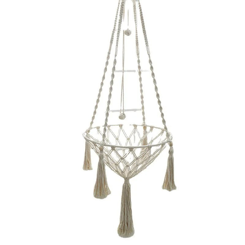 Hamac Suspendu en Filet pour Chat – Coton Tissé à la Main – Intérieur – Blanc