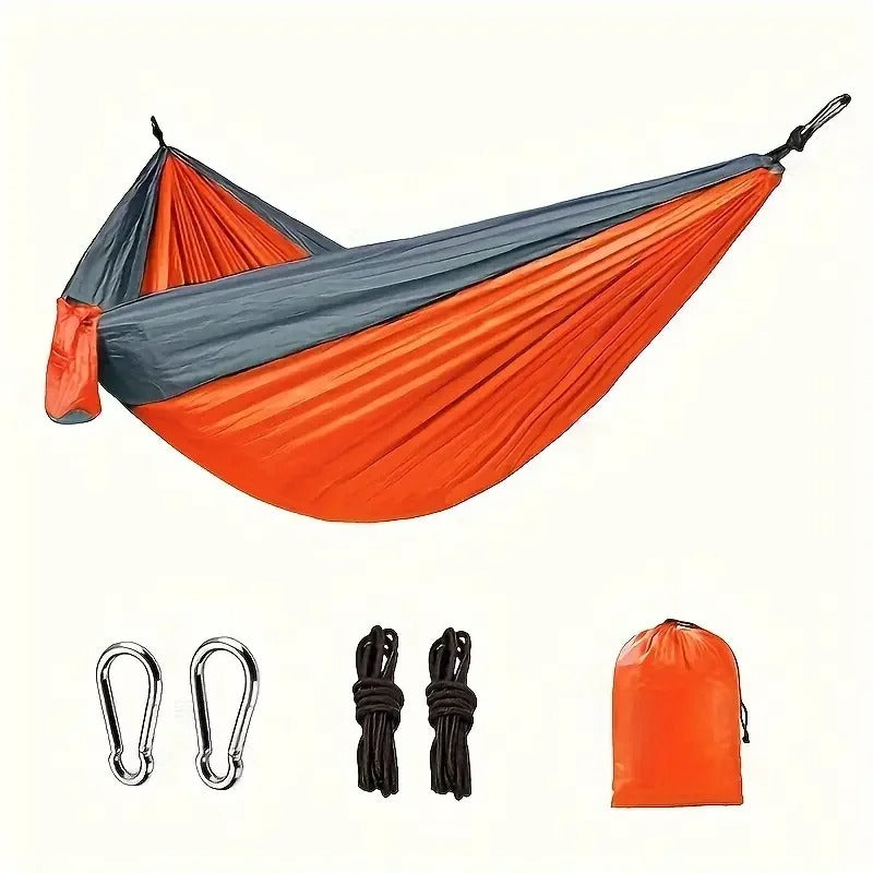 Hamac de Camping Double – Nylon Léger – 200 à 250 kg – Avec Sangles – Extérieur – Portable