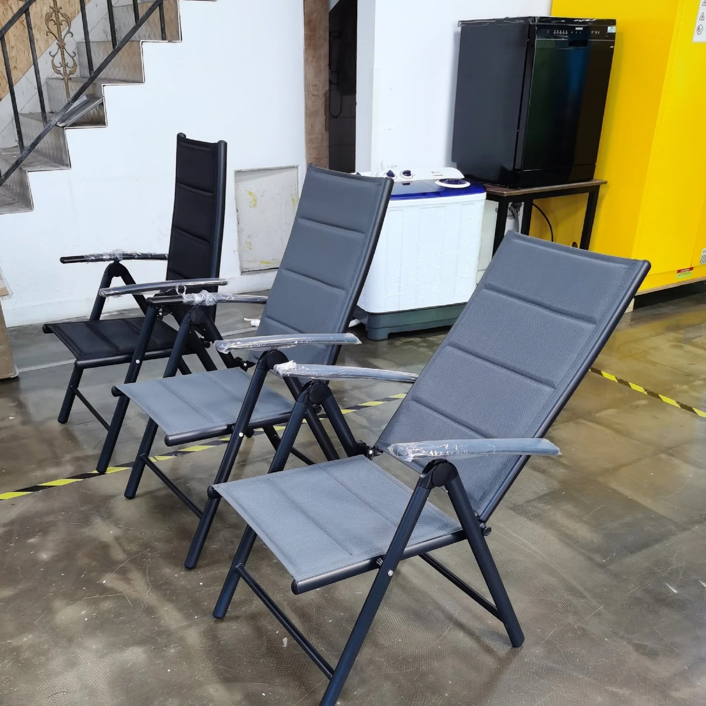 Chaise Pliante de Jardin – Aluminium & Tissu Teslin – Dossier Réglable 7 Positions – Extérieur – 120 kg