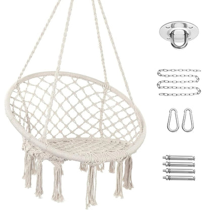 Chaise Suspendue Circulaire – Coton & Polyester – Structure Acier – Intérieur / Extérieur – 100 kg