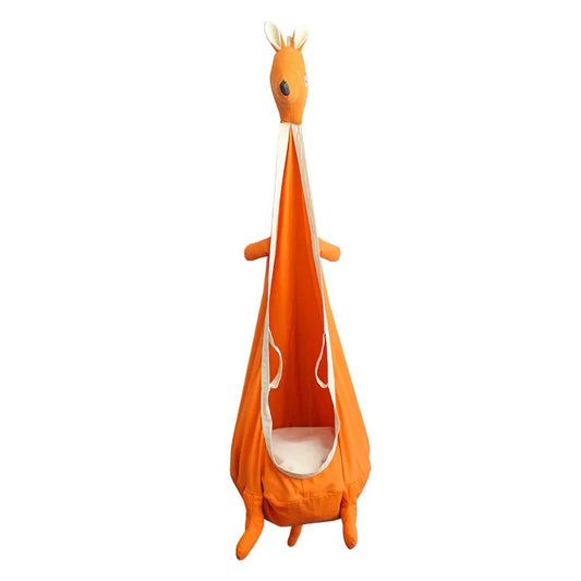 Balançoire suspendue pour enfant – Style kangourou – Toile robuste avec barres de sécurité – Utilisation intérieure / extérieure – Kit de fixation inclus – Capacité 80 kg – Orange