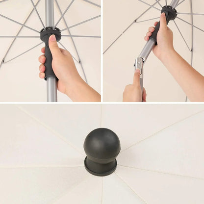 Parasol Droit Inclinable – Structure en Fer – Tissu Polyester 200 g/m² – Extérieur – Ø 180 cm
