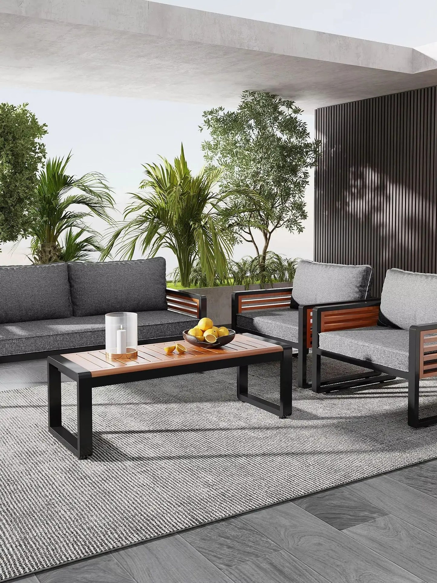 Garden furniture set with galvanized iron frame 