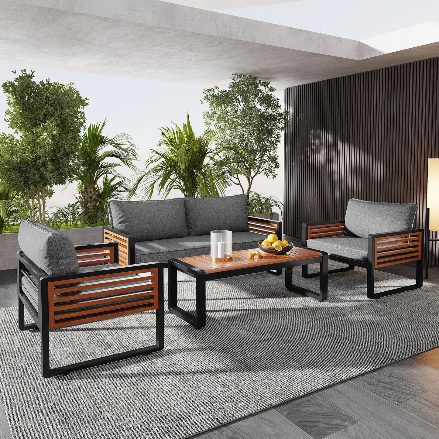 Garden furniture set with galvanized iron frame 