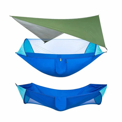 Hamac de Camping Double 290×140 cm – Avec Moustiquaire & Bâche Imperméable – Nylon 210T – Charge 250 kg