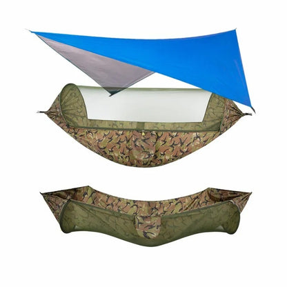 Hamac de Camping Double 290×140 cm – Avec Moustiquaire & Bâche Imperméable – Nylon 210T – Charge 250 kg